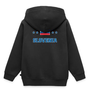 Slowenien - Kinder Premium Organic Hoodie - Schwarz - Hinten - AI Model Kid Male (0cm)