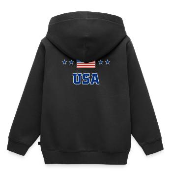 Amérique du Nord - Sweat Premium à capuche enfant bio - noir - Dos - AI Model Kid Male (0cm)