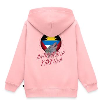 Antigua und Barbuda - Kinder Premium Organic Hoodie - Rosa - Hinten - AI Model Kid Female (0cm)