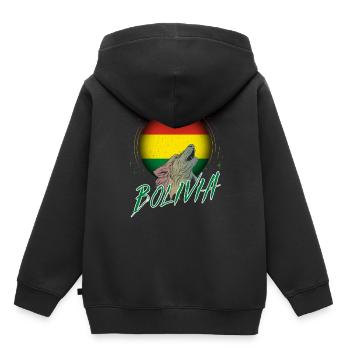 Bolivie - Sweat Premium à capuche enfant bio - noir - Dos - AI Model Kid Male (0cm)