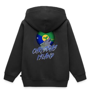 Île Christmas - Sweat Premium à capuche enfant bio - noir - Dos - AI Model Kid Male (0cm)