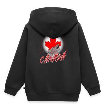 Kanada - Kinder Premium Organic Hoodie - Schwarz - Hinten - AI Model Kid Male (0cm)