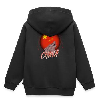 Chine - Sweat Premium à capuche enfant bio - noir - Dos - AI Model Kid Male (0cm)