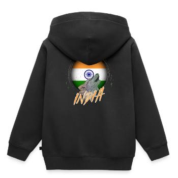 Indien - Kinder Premium Organic Hoodie - Schwarz - Hinten - AI Model Kid Male (0cm)