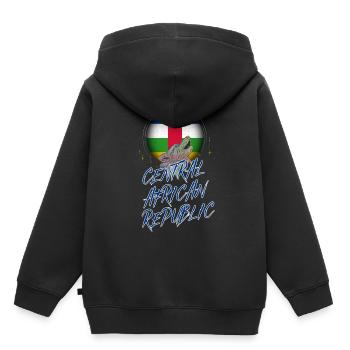 République Centrafricaine - Sweat Premium à capuche enfant bio - noir - Dos - AI Model Kid Male (0cm)