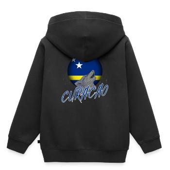 Curaçao - Kinder Premium Organic Hoodie - Schwarz - Hinten - AI Model Kid Male (0cm)