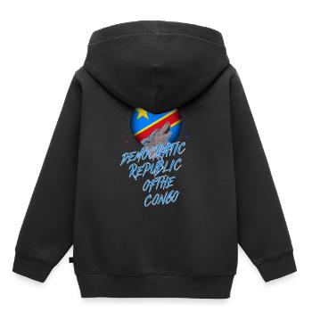 Demokratische Republik Kongo - Kinder Premium Organic Hoodie - Schwarz - Hinten - AI Model Kid Male (0cm)