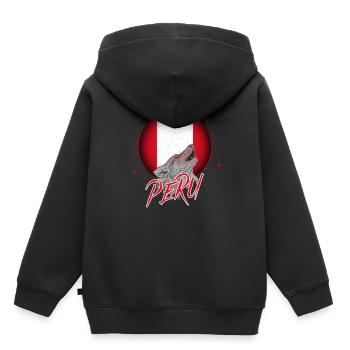 Peru - Kinder Premium Organic Hoodie - Schwarz - Hinten - AI Model Kid Male (0cm)
