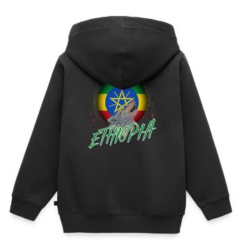Éthiopie - Sweat Premium à capuche enfant bio - noir - Dos - AI Model Kid Male (0cm)