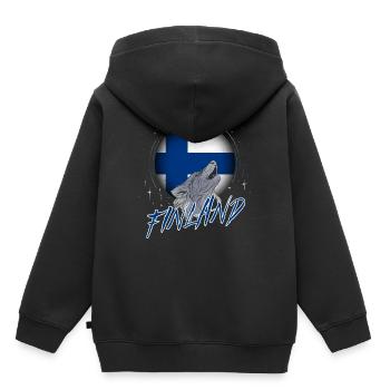 Finnland - Kinder Premium Organic Hoodie - Schwarz - Hinten - AI Model Kid Male (0cm)