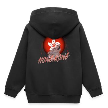Hongkong - Kinder Premium Organic Hoodie - Schwarz - Hinten - AI Model Kid Male (0cm)