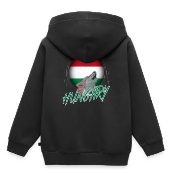 Hungary - Kids Premium Organic Hoodie - black - Back - AI Model Kid Male (0cm)