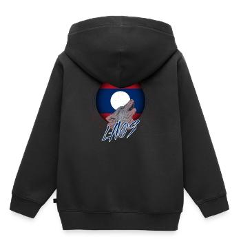 Laos - Sweat Premium à capuche enfant bio - noir - Dos - AI Model Kid Male (0cm)