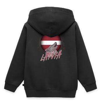 Lettonie - Sweat Premium à capuche enfant bio - noir - Dos - AI Model Kid Male (0cm)