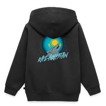Kazakhstan - Sweat Premium à capuche enfant bio - noir - Dos - AI Model Kid Male (0cm)