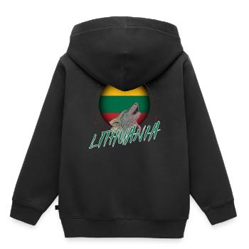 Lituanie - Sweat Premium à capuche enfant bio - noir - Dos - AI Model Kid Male (0cm)