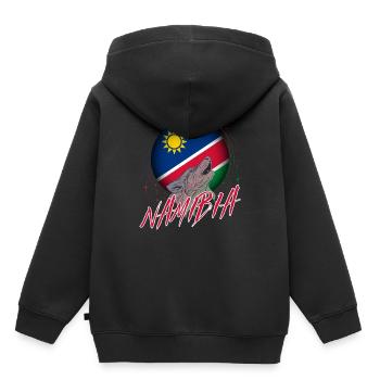 Namibie - Sweat Premium à capuche enfant bio - noir - Dos - AI Model Kid Male (0cm)
