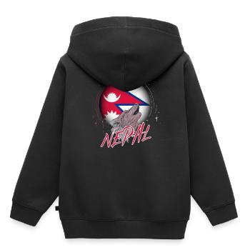 Népal - Sweat Premium à capuche enfant bio - noir - Dos - AI Model Kid Male (0cm)