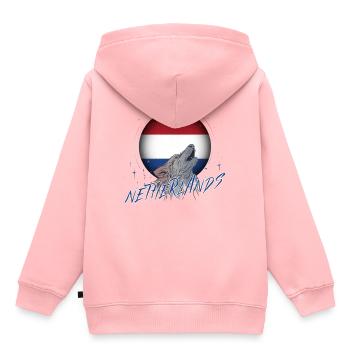 Antilles néerlandaises - Sweat Premium à capuche enfant bio - rose - Dos - AI Model Kid Female (0cm)
