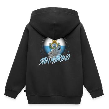 San Marino - Kinder Premium Organic Hoodie - Schwarz - Hinten - AI Model Kid Male (0cm)