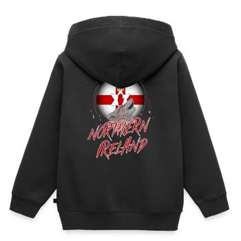 Irlande du Nord - Sweat Premium à capuche enfant bio - noir - Dos - AI Model Kid Male (0cm)