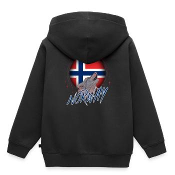 Norwegen - Kinder Premium Organic Hoodie - Schwarz - Hinten - AI Model Kid Male (0cm)