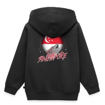 Singapur - Kinder Premium Organic Hoodie - Schwarz - Hinten - AI Model Kid Male (0cm)