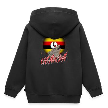 Uganda - Kids Premium Organic Hoodie - black - Back - AI Model Kid Male (0cm)