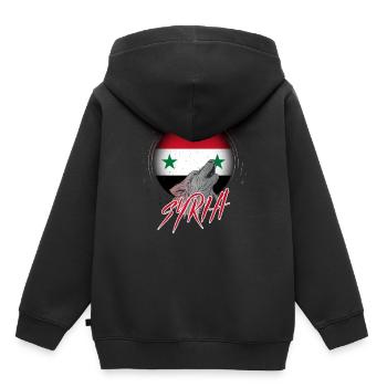 Syrie - Sweat Premium à capuche enfant bio - noir - Dos - AI Model Kid Male (0cm)