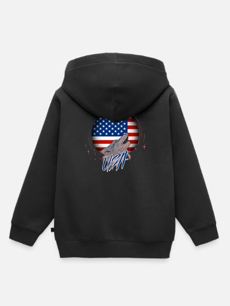 USA - Kinder Premium Organic Hoodie - Schwarz