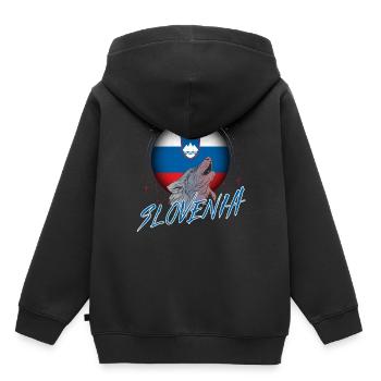 Slowenien - Kinder Premium Organic Hoodie - Schwarz - Hinten - AI Model Kid Male (0cm)