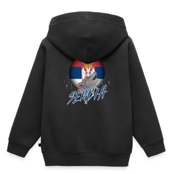 Serbien - Kinder Premium Organic Hoodie - Schwarz - Hinten - AI Model Kid Male (0cm)