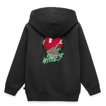 Pays de Galles - Sweat Premium à capuche enfant bio - noir - Dos - AI Model Kid Male (0cm)