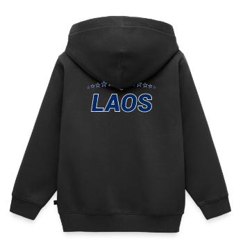 Laos - Sweat Premium à capuche enfant bio - noir - Dos - AI Model Kid Male (0cm)