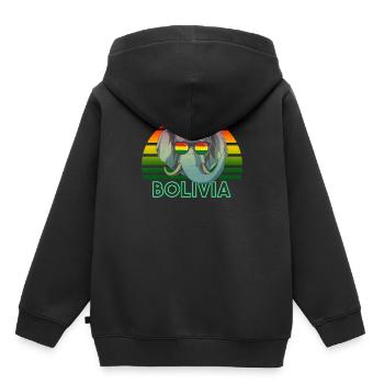 Bolivie - Sweat Premium à capuche enfant bio - noir - Dos - AI Model Kid Male (0cm)