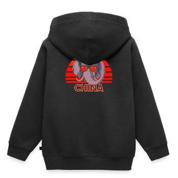 Chine - Sweat Premium à capuche enfant bio - noir - Dos - AI Model Kid Male (0cm)