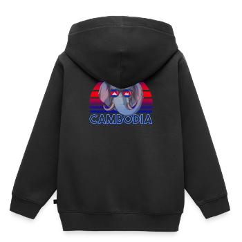 Cambodge - Sweat Premium à capuche enfant bio - noir - Dos - AI Model Kid Male (0cm)