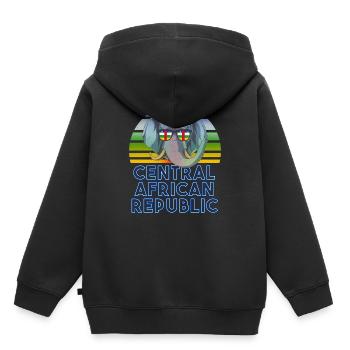 République Centrafricaine - Sweat Premium à capuche enfant bio - noir - Dos - AI Model Kid Male (0cm)