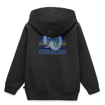 Curaçao - Kinder Premium Organic Hoodie - Schwarz - Hinten - AI Model Kid Male (0cm)