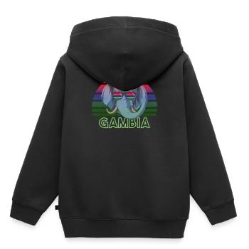Gambie - Sweat Premium à capuche enfant bio - noir - Dos - AI Model Kid Male (0cm)