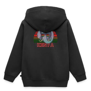 Kenya - Sweat Premium à capuche enfant bio - noir - Dos - AI Model Kid Male (0cm)