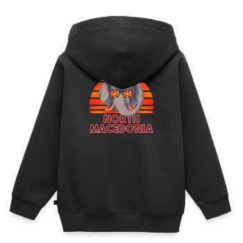 Macédoine du Nord - Sweat Premium à capuche enfant bio - noir - Dos - AI Model Kid Male (0cm)