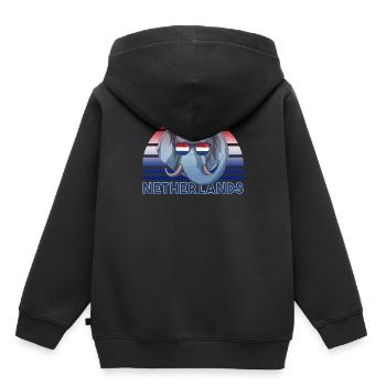 Niederlande - Kinder Premium Organic Hoodie - Schwarz - Hinten - AI Model Kid Male (0cm)