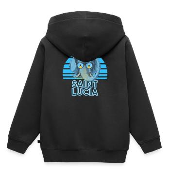Sainte-Lucie - Sweat Premium à capuche enfant bio - noir - Dos - AI Model Kid Male (0cm)