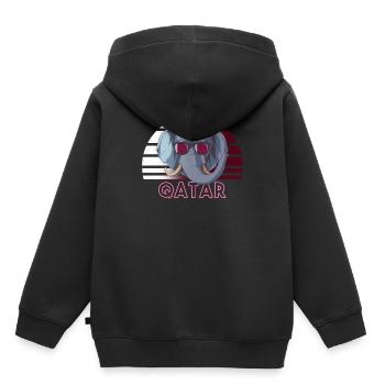 Qatar - Sweat Premium à capuche enfant bio - noir - Dos - AI Model Kid Male (0cm)