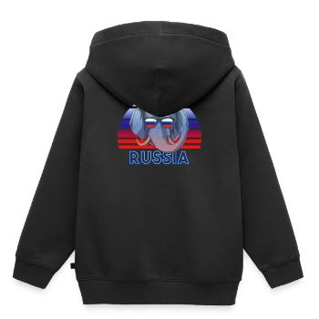 Russland - Kinder Premium Organic Hoodie - Schwarz - Hinten - AI Model Kid Male (0cm)