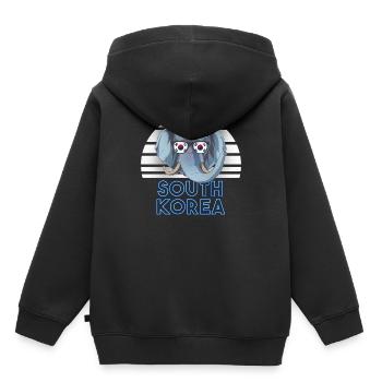 Corée du Sud - Sweat Premium à capuche enfant bio - noir - Dos - AI Model Kid Male (0cm)