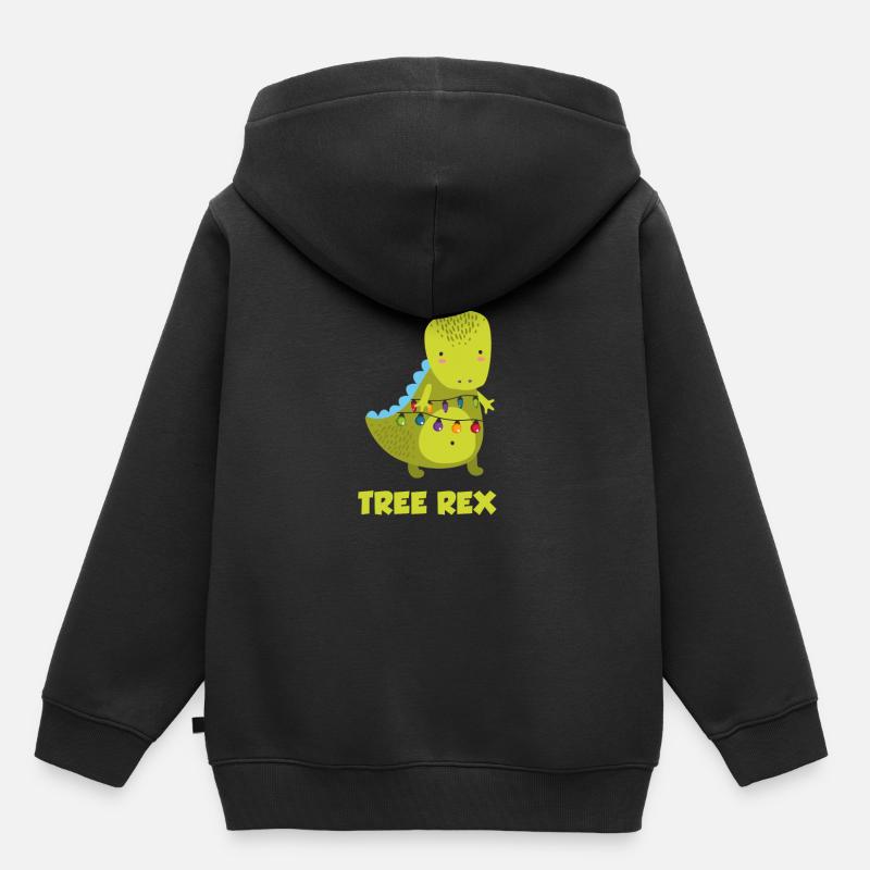 Dino dinosaure d'arbre de Noël mignon - Sweat Premium à capuche enfant bio - noir