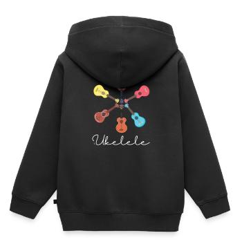 Art graphique mignon d'instrument de ukelele pour le musicien - Sweat Premium à capuche enfant bio - noir - Dos - AI Model Kid Male (0cm)