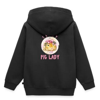 Crazy Pig Lady Cavy Cochon d'Inde Domestique Maigre - Sweat Premium à capuche enfant bio - noir - Dos - AI Model Kid Male (0cm)